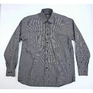 Canali Size Medium Pewter Gray Pattern Men's Long Sleeve Embossed Buttons Shirt